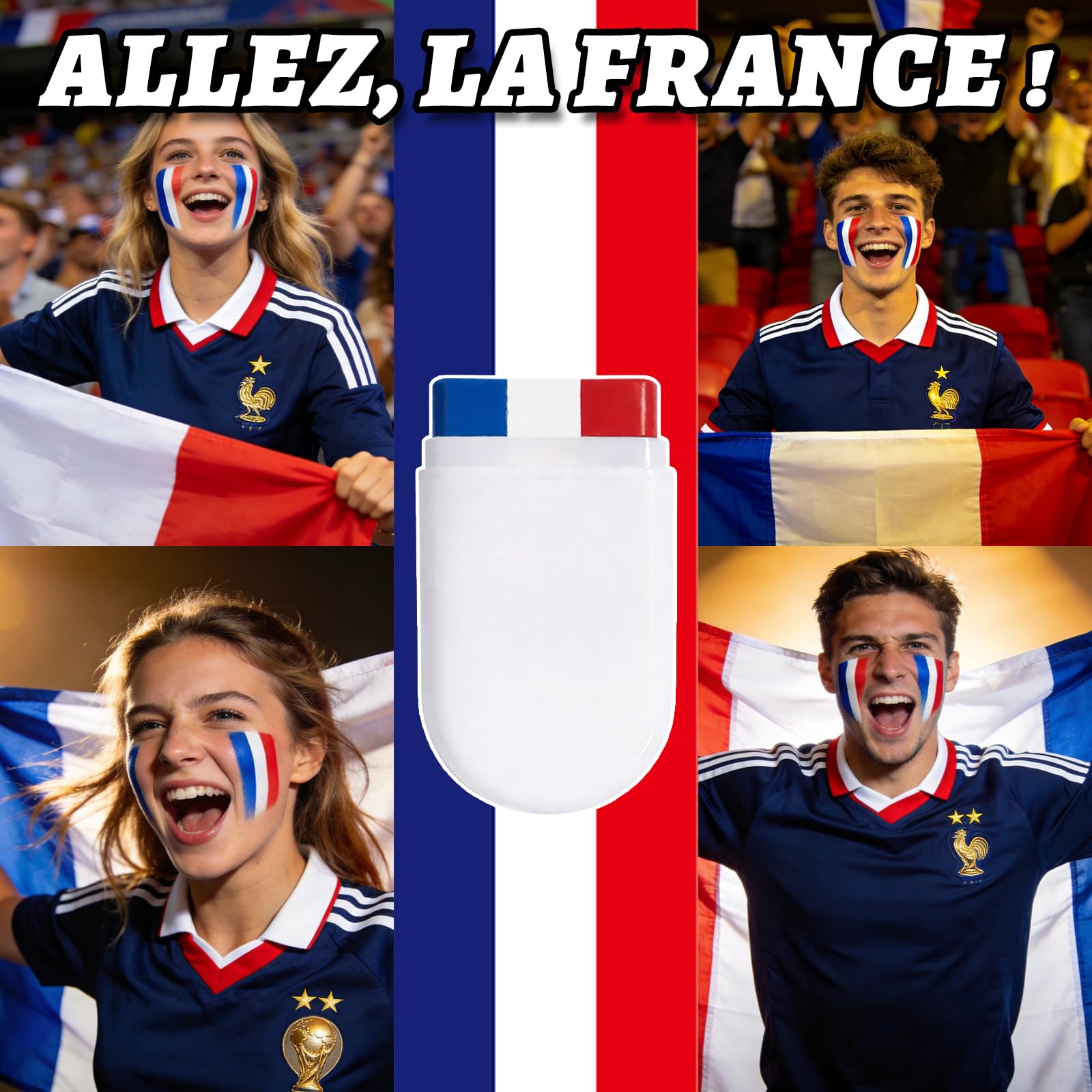 Kit Supporter France 2026 – Chapeau Tricolore, Couronne Fleurie, Autocollants Et Maquillage Pour Encourager Les Bleus