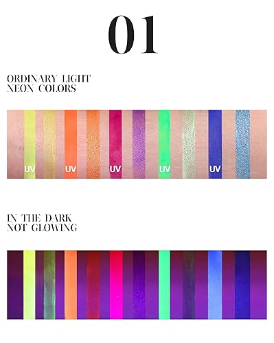 Miniatura 6 de Paleta de sombra de ojos de agua UV de 10 colores, maquillaje de Halloween, altamente pigmentado, brillante, vibrante, fluorescente, arco iris,