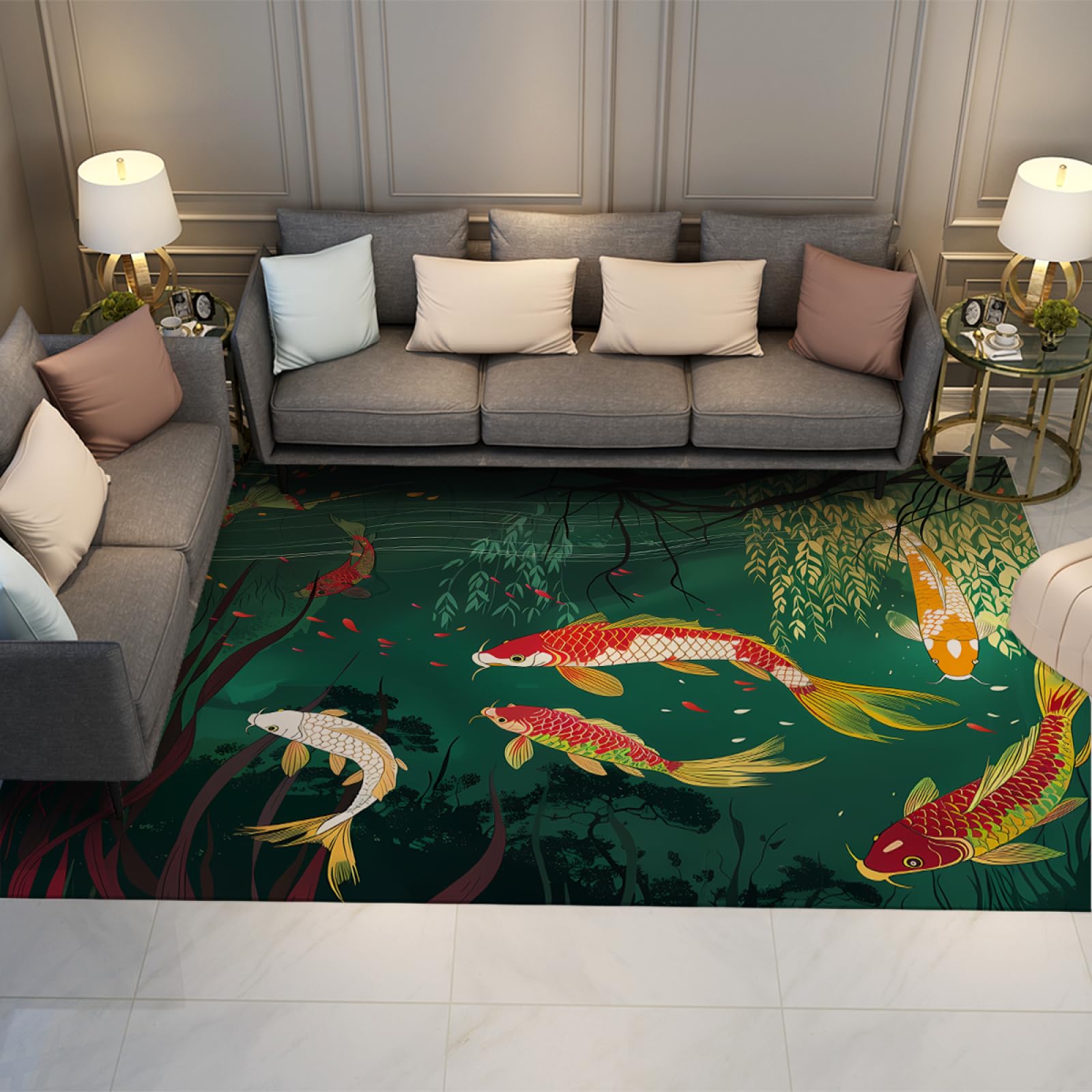 Tapis pliable poisson Koi 160x230cm pour retrouver la sérénité
