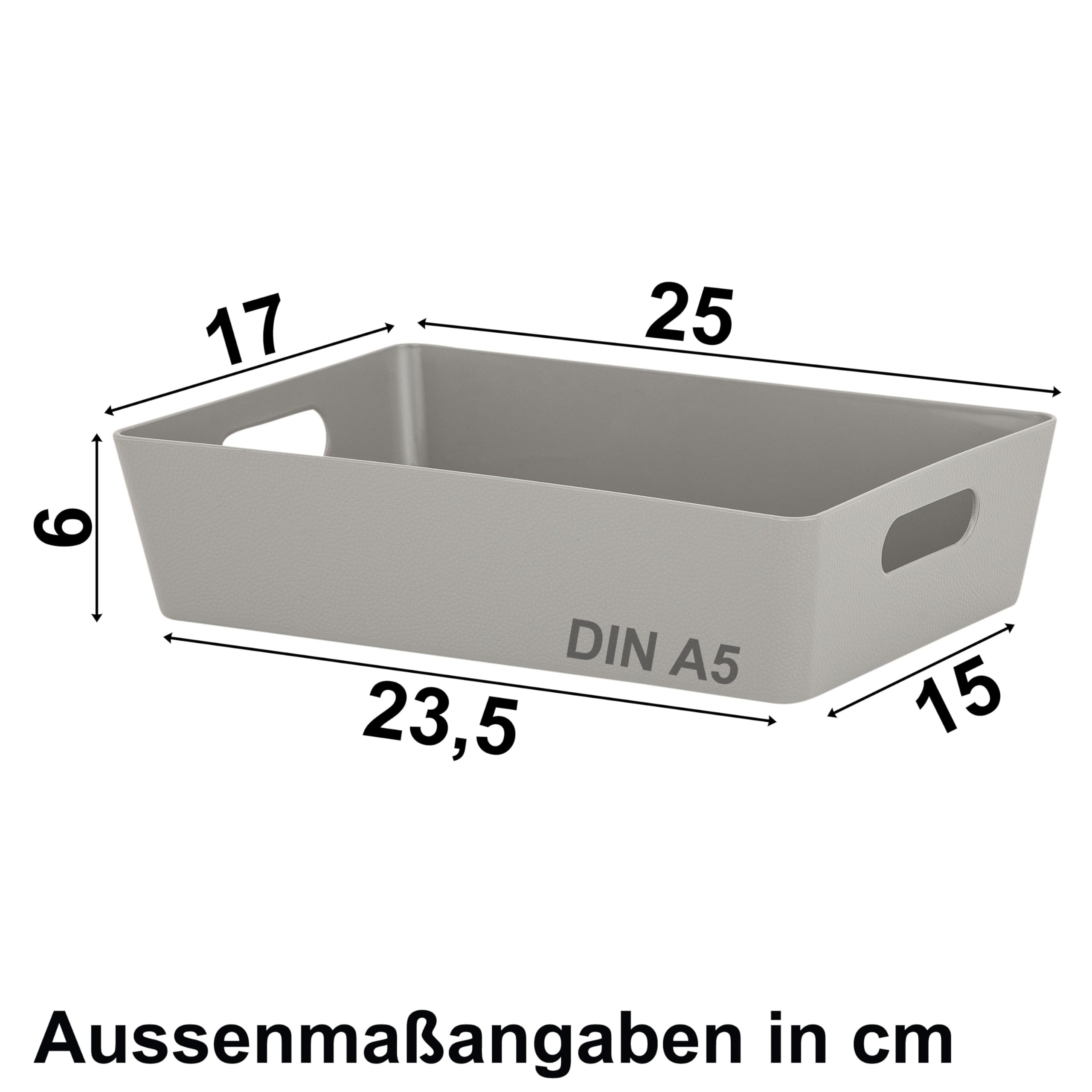#11 12x Ordnungsboxen 6cm hoch TAUPE 25x17x6cm 2L DINA5 Ordnungskorb