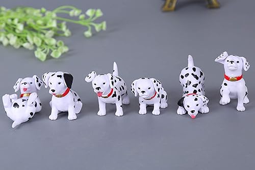 Miniatura 2 de 6 piezas de lindos mini animales de perro, figuras en miniatura de dálmata para pasteles, decoración para cupcakes, jardín de hadas, paisaje de