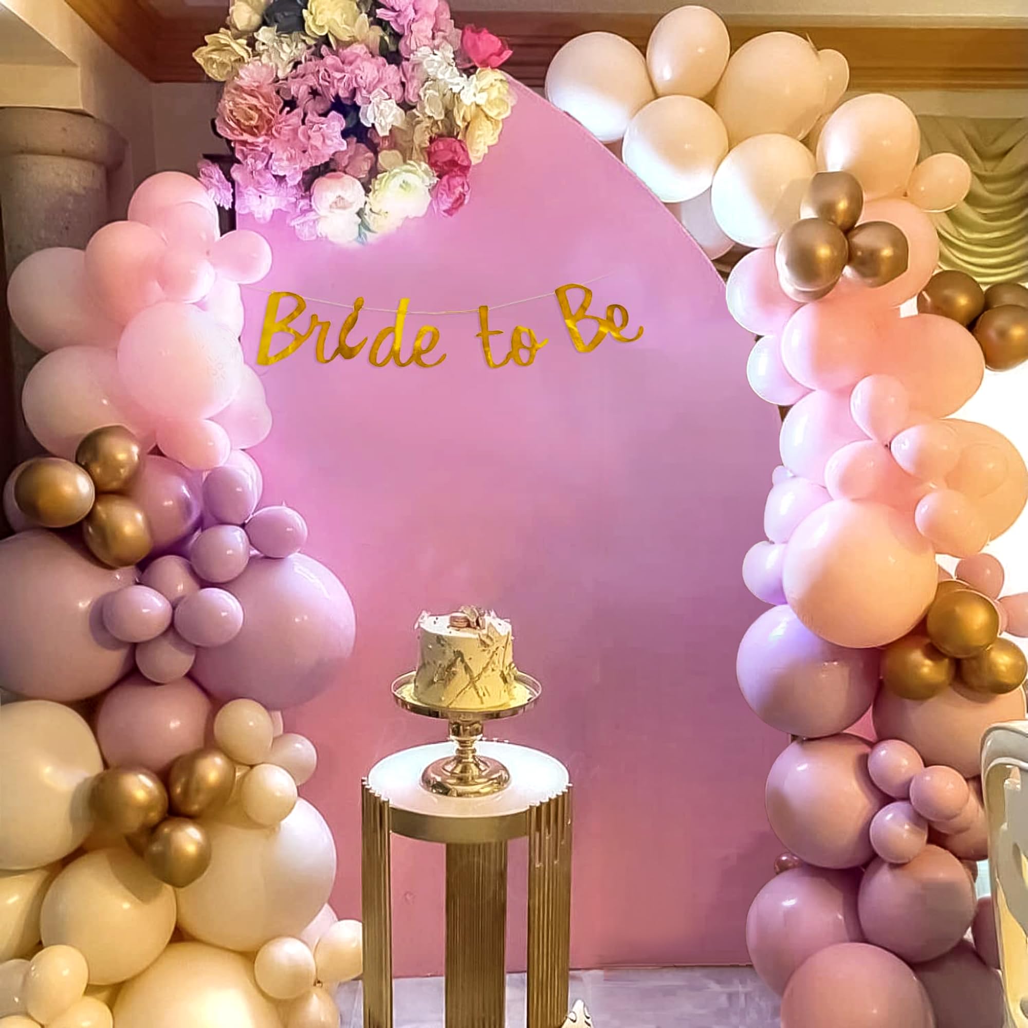 Specialyou.In Bride To Be Pink Theme Decoration Items For Girls With Pastel Purple, Pink, Peach And Metallic Gold Balloons And Gold Bride To Be Paper For Bachelorette Decorations- 63Pcs - Wedding-image-30