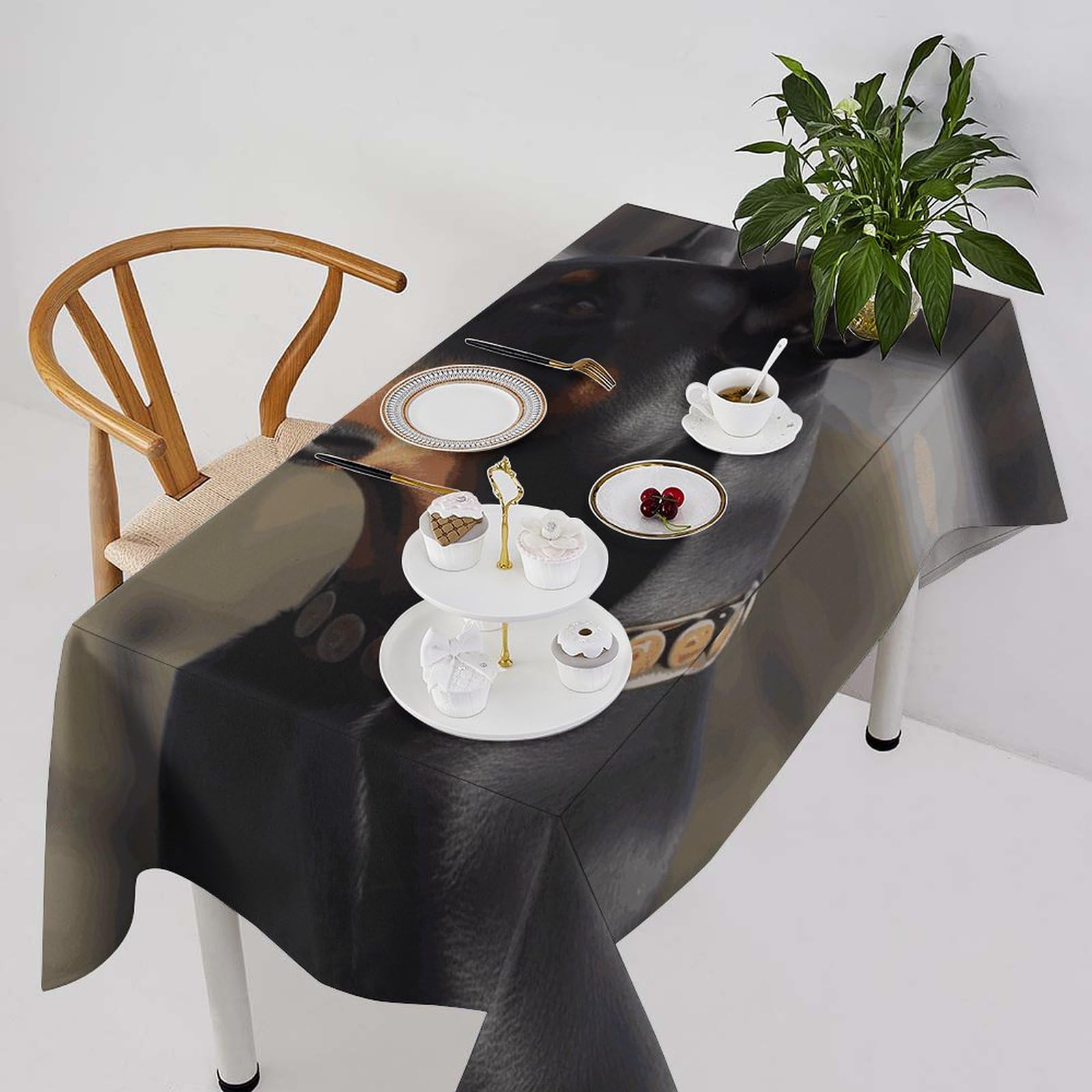 Nappe Doberman anti-tache rectangulaire résout le problème des plis sur la table à manger