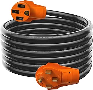 Sintron 50 Amp 25 Feet RV Power Extension Cord, NEMA 14-50P Plug to NEMA 14-50R Receptacle Connector with Grip Handle, ETL Listed Heavy Duty STW Cord, Compatible with Tesla & 50 Amp RV Campers Trailer
