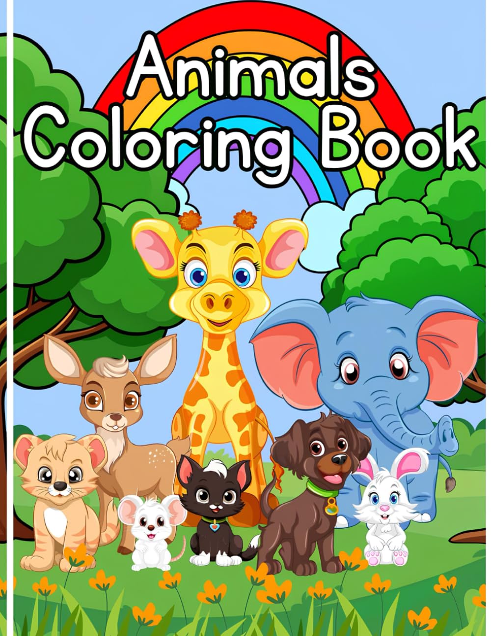 Animals Coloring Book in Blue Background and Illustrative Style: kids coloring book