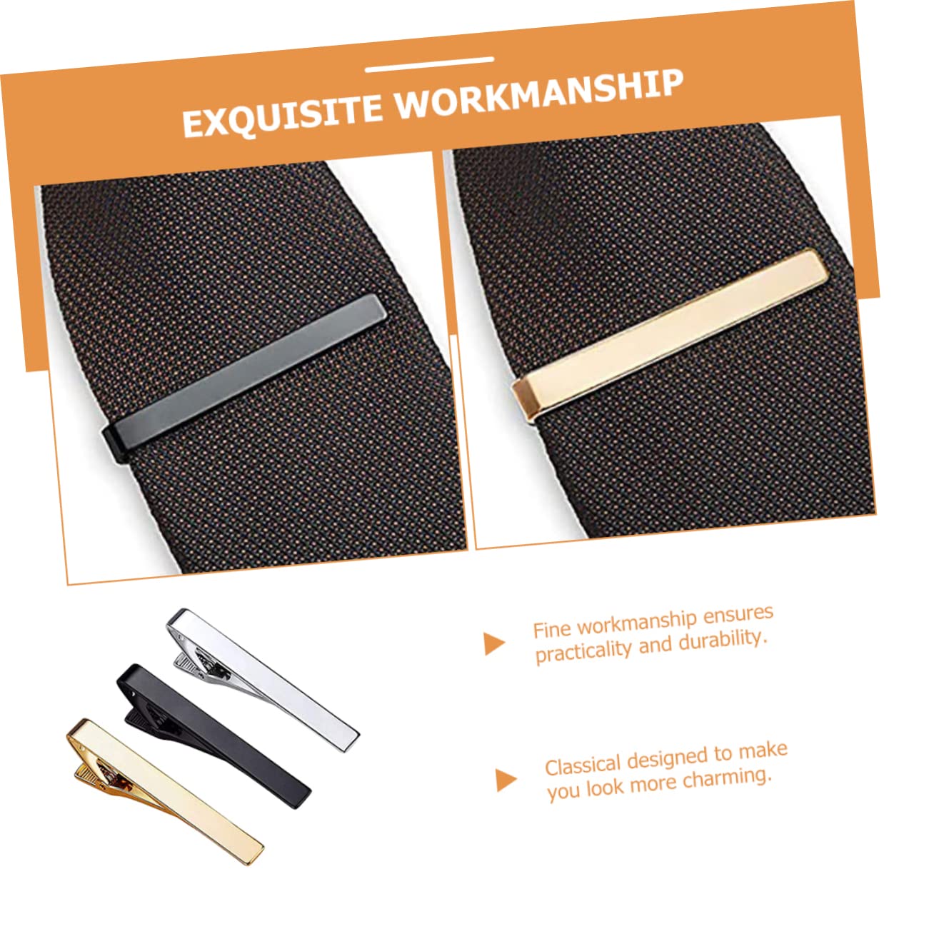 3 Pinzas para Corbata de Hombre de Cobre para Traje