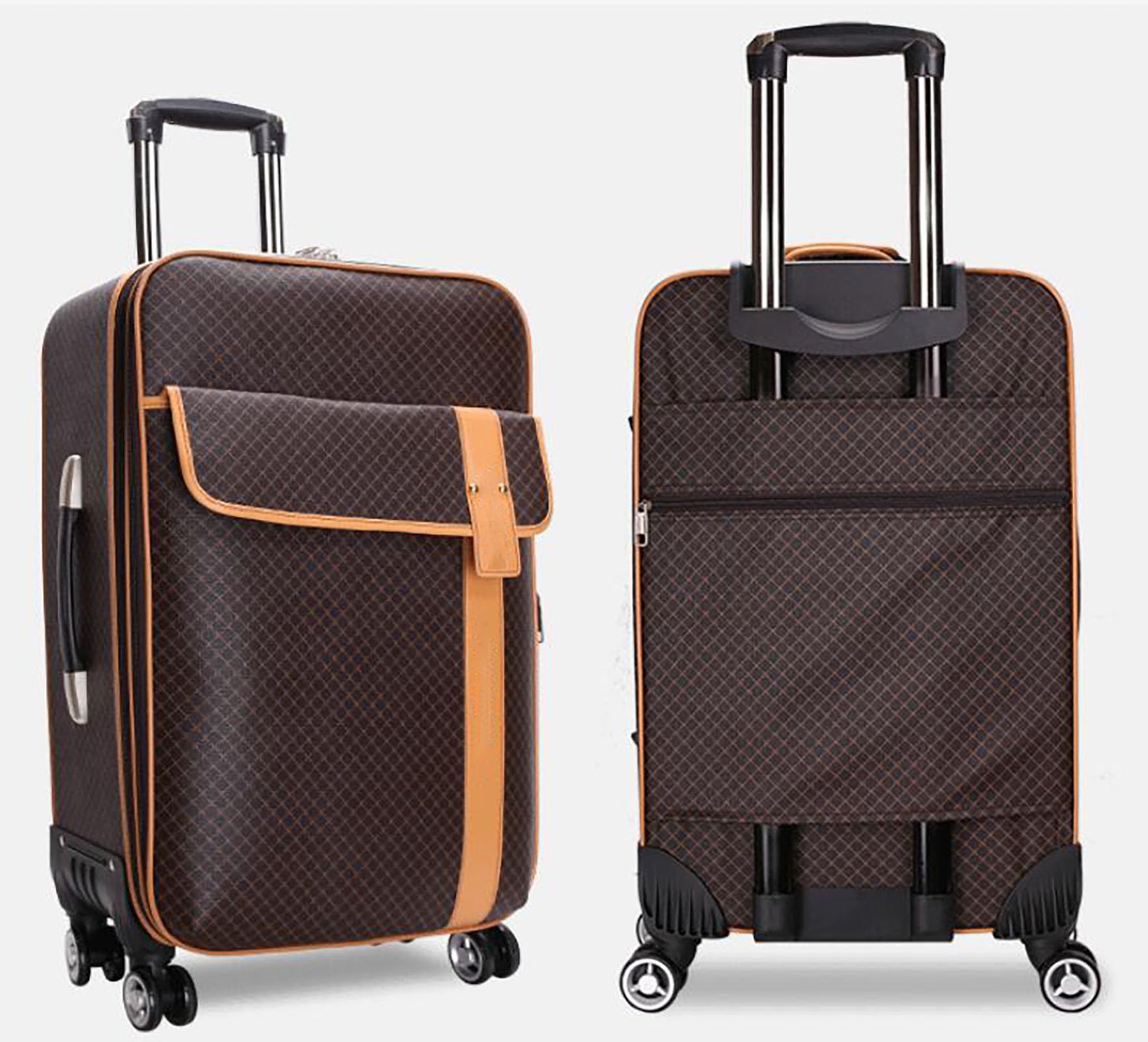 Noś walizkę 20-calową, wyjmowaną walizkę na bagaż podręczny, wygodną na wyjazdy służbowe, ABS + PC Hardshell Spinner Trolley do lekkich 4 kół Bagażnik do kabiny z zamkami TSA,Brown,28