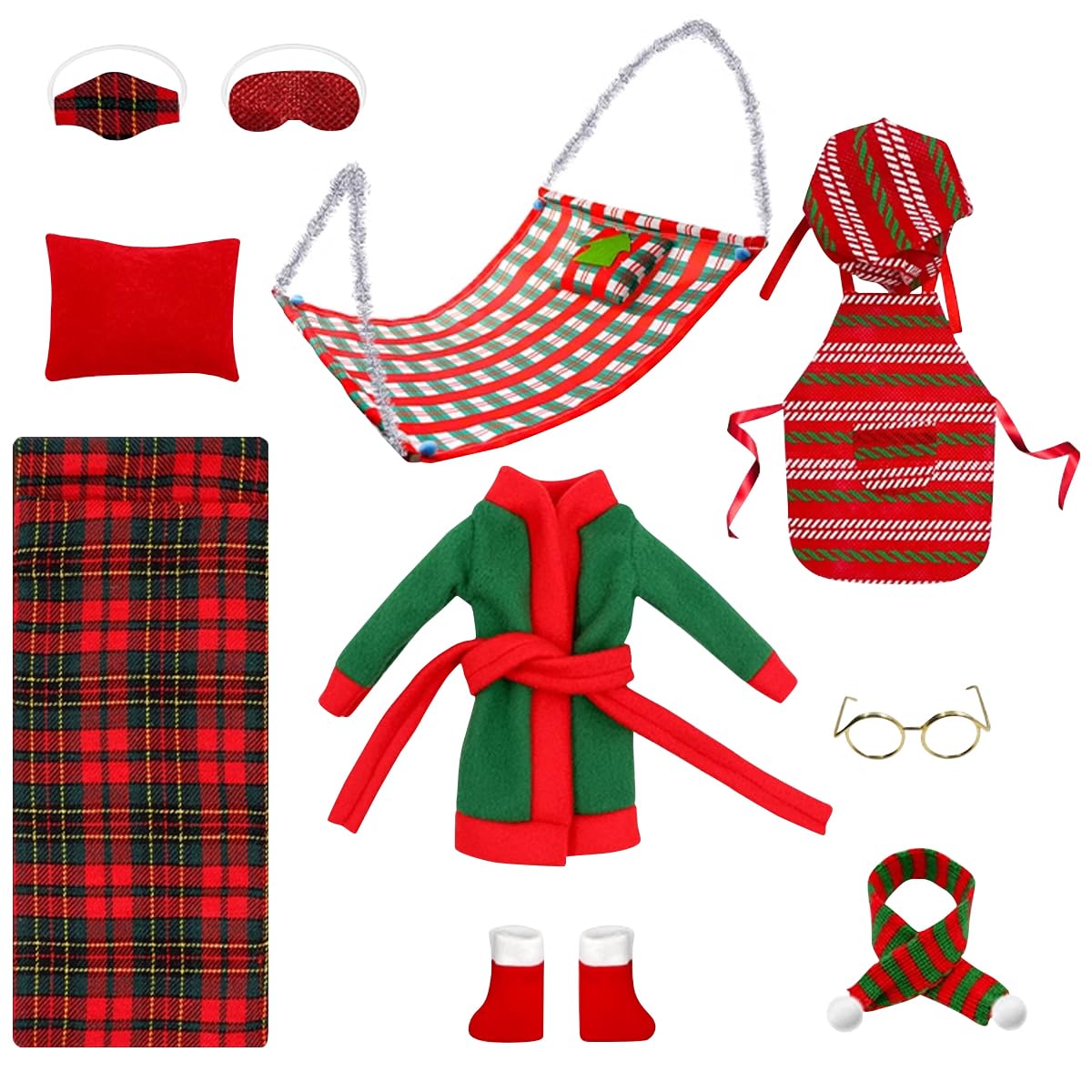 Elfo Travieso Dereine 8 Accesorios Para Elfo Navideño: Saco De Dormir, Hamaca, Albornoz, Bufanda Y Más - Juego Completo Para Muñecos - Decoración Y Regalo Elfo Travieso Dereine 8 Accesorios Para Elfo Navideño: Saco De Dormir, Hamaca, Albornoz, Bufanda Y Más - Juego Completo Para Muñecos - Decoración Y Regalo