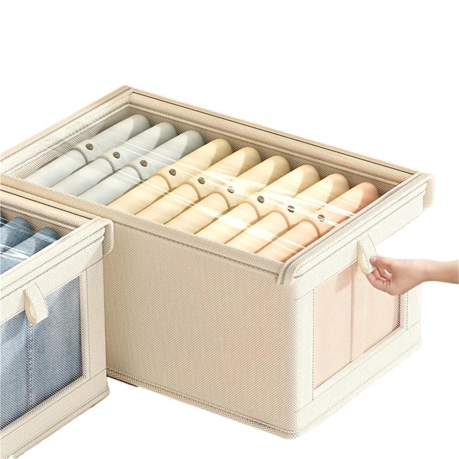 Boîte de rangement vêtements en toile épaisse beige pour une organisation durable et élégante