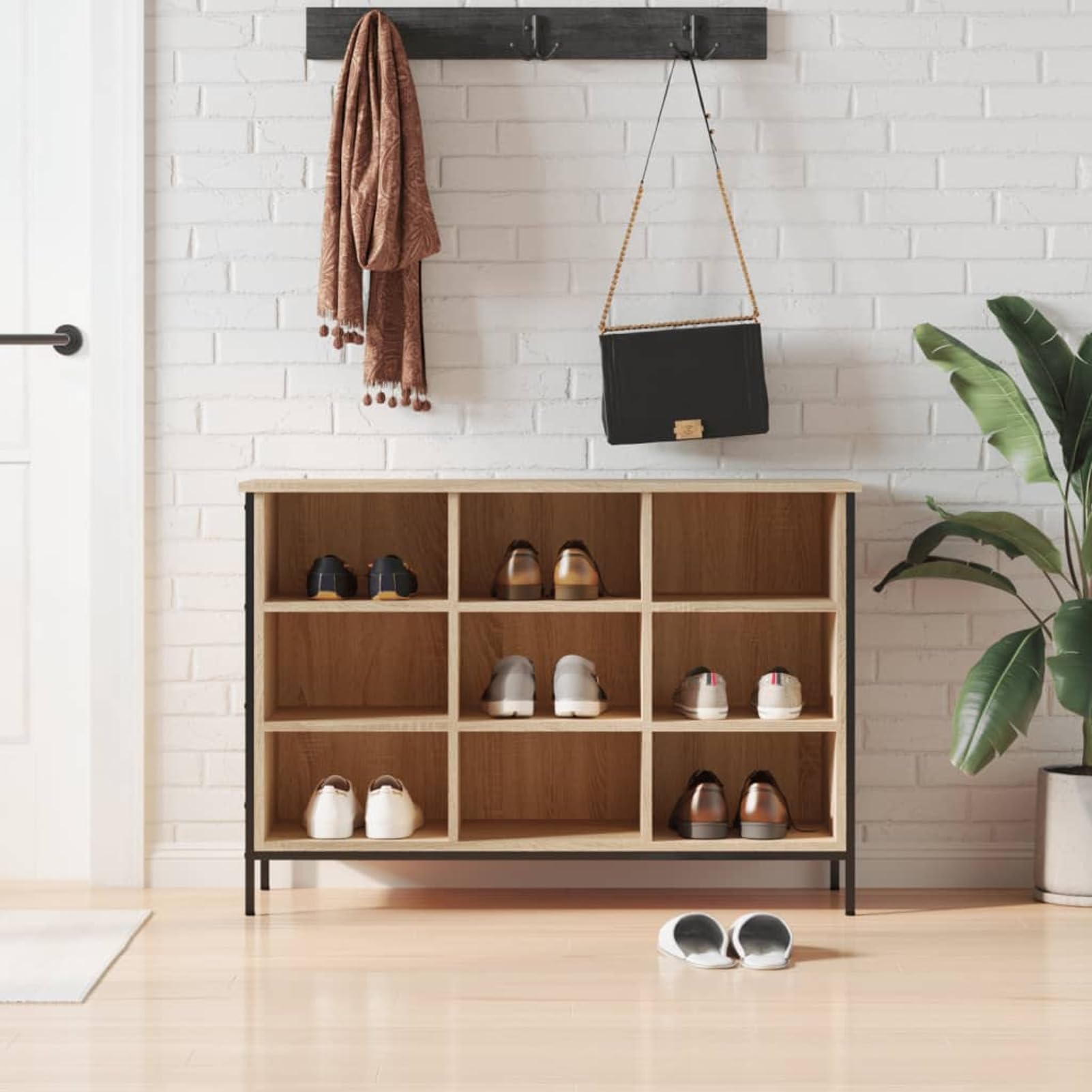Meuble à chaussures bois d'ingénierie chêne Sonoma 100cm : étagère et organisateur de rangement