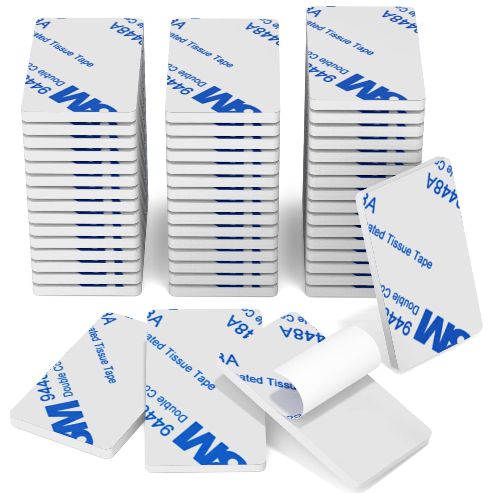 HOMMAND Klebepads Doppelseitig Extra Stark, 50 Stück Schaumstoff Klebepads, Doppelseitiges Klebeband, Wasserfeste Montagepads für Zuhause Büro Auto Schule, Doppelseitige Klebepads Rechteckig, Weiß