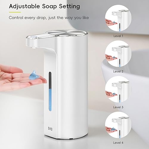 Miniatura 4 de EKO Aroma Pro Dispensador automático de jabón líquido sin contacto de 13.5 onzas líquidas, dispensador eléctrico recargable de jabón para manos y