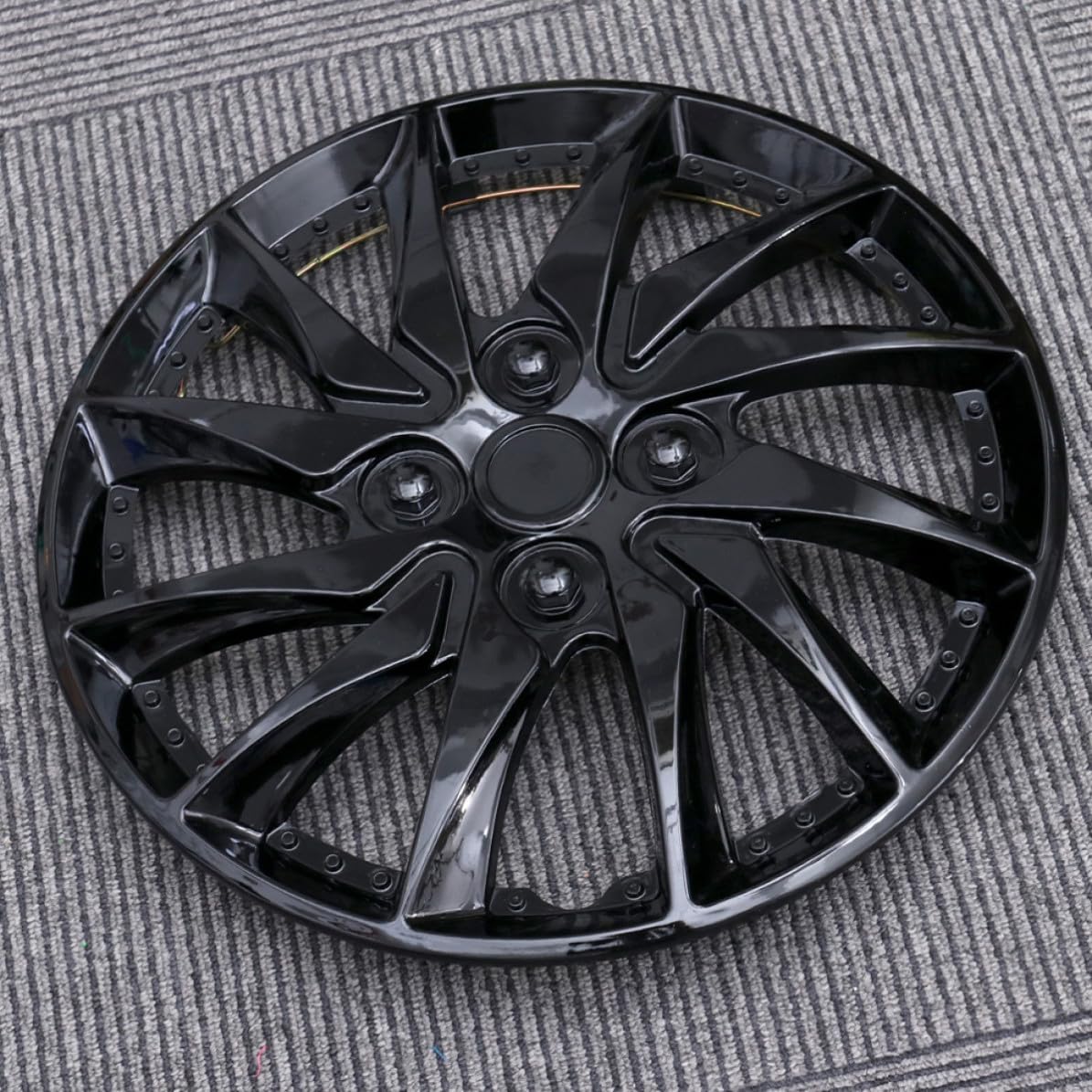 SOLUSTRE Copri Mozzo Auto 2 Pezzi per Cerchi da 14 Pollici in Plastica Nera Resistente All'usura Protezione Ruota Semplice e Stilosa per Copertura Volante Auto