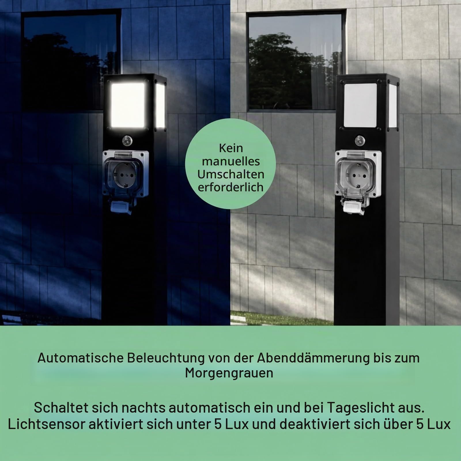 Wassersäule Garten mit Wasserhahn, Wasserzapfsäule Edelstahl 304 Frostbeständig, LED, Steckdose IP66, Gartenwassersäule Freistehend für Terrasse Hof(80cm/31in)