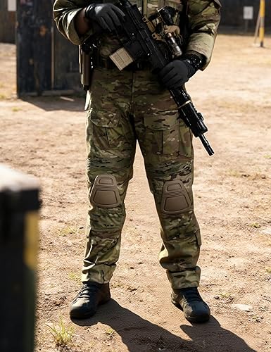 Vista 24 de IDOGEAR Pantalones de combate G3 para hombre con rodilleras, pantalones de camuflaje múltiple Airsoft Caza Paintball Pantalones tácticos al aire