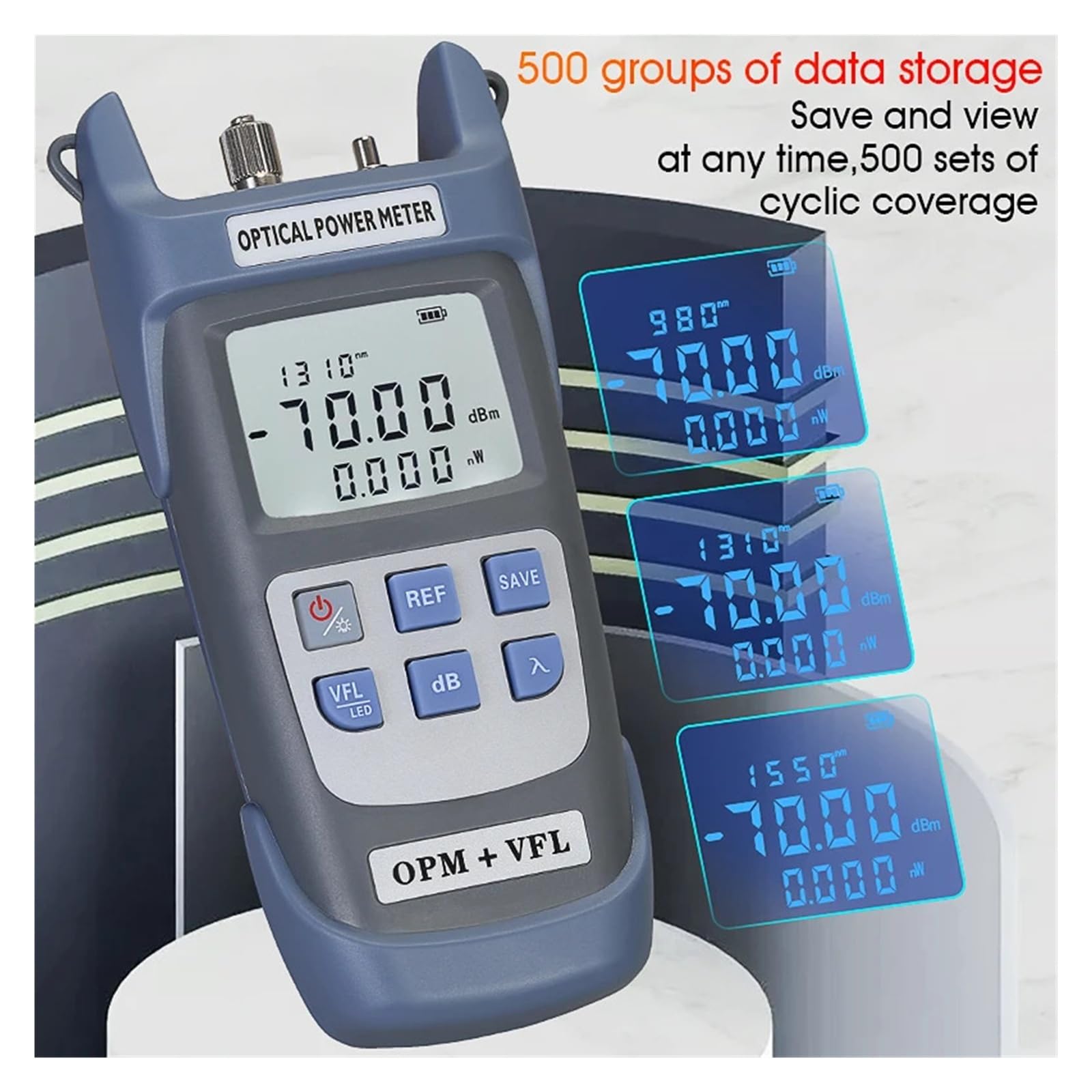 Compteur de puissance optique (OPM), localisateur visuel de défauts (1/10/15/30/50MW VFL), testeur de câbles à fibres optiques FTTH, AUA-G710B Erreur faible