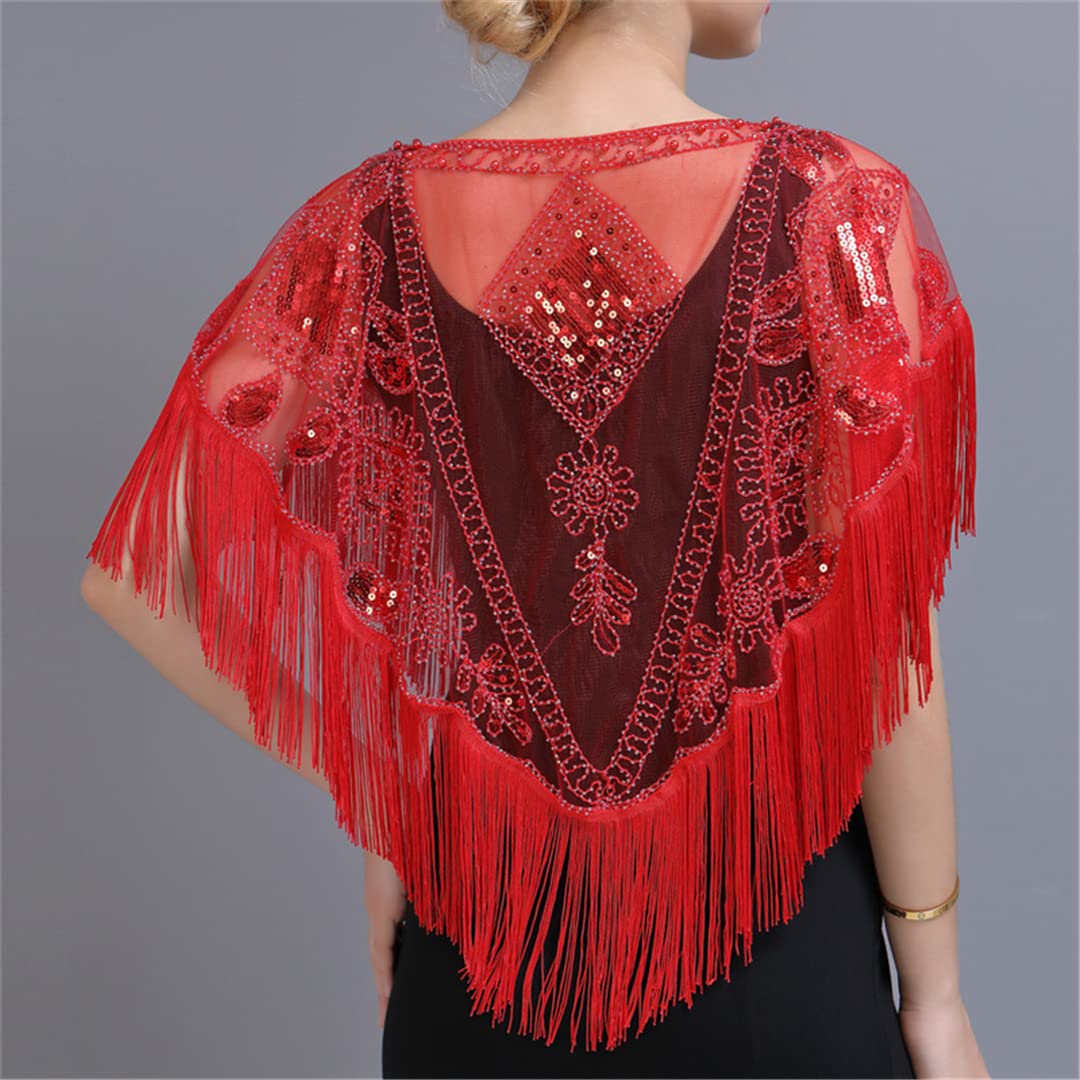 Sequins Tassels Poncho Women Coat Party Outfits Cape Mesh Jacket Ladies Cape  Scarves Outerwear Wraps Woman Clothing : Amazon.de: Fashion