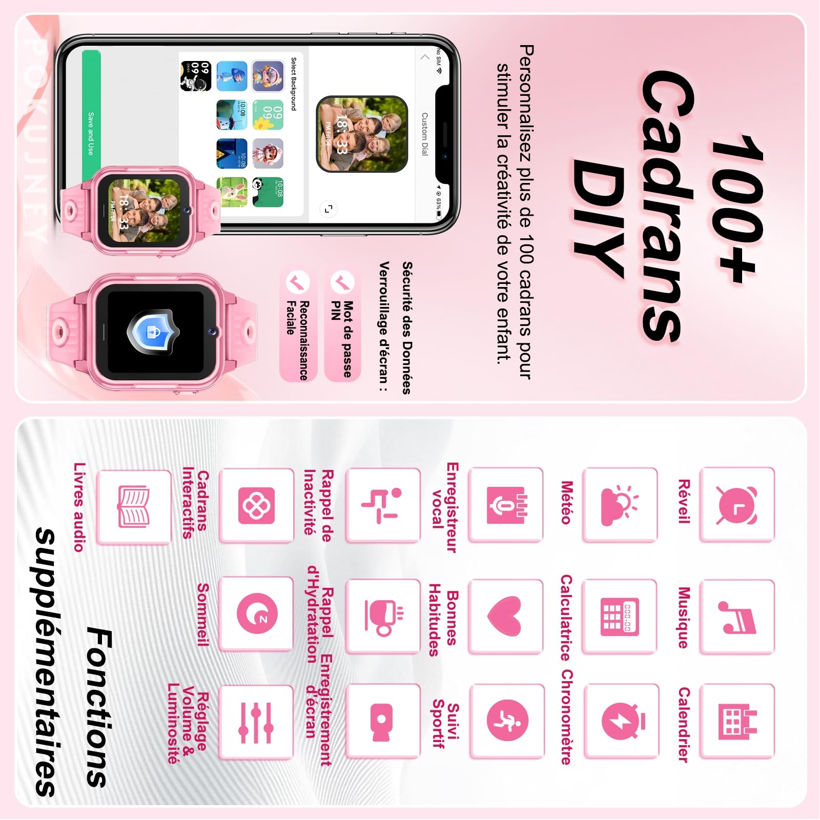 4G Montre Connectée Enfant GPS Tracker Appel Vidéo Téléphone