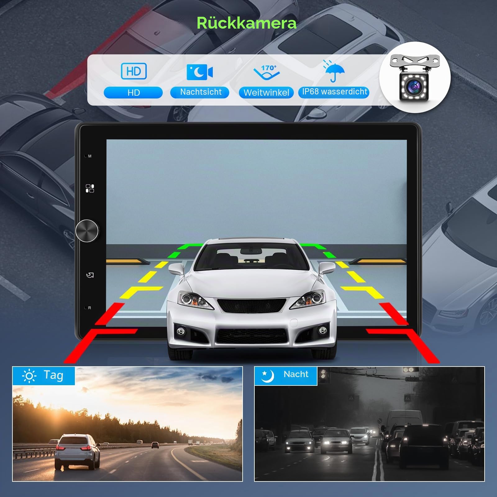 VECHTEL Autoradio 1 Din mit Drahtlosem Carplay Android Auto, 10.4-Zoll-Touch drehbaren Bildschirm Autoradio Bluetooth, FM Radio, Link Spiegeln, 2 USB, Rückfahrkamera