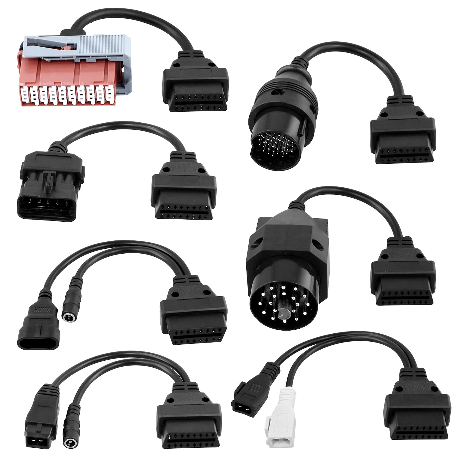 QWORK® 8 Pièces Câble Adaptateur Diagnostic OBD Kit, Appareil de Diagnostic OBD pour Voiture, Câble de Diagnostic Universel OBD2 OBD1