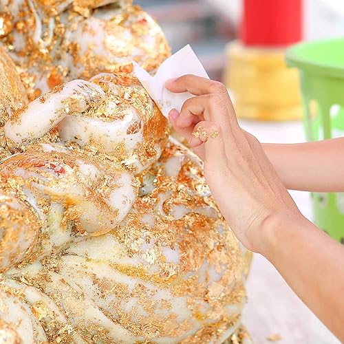 Miniatura 5 de PAXCOO - Hoja de oro para resina, 300 hojas de copos dorados para lámina de uñas de resina para hacer joyas de resina, slime, arte de uñas,