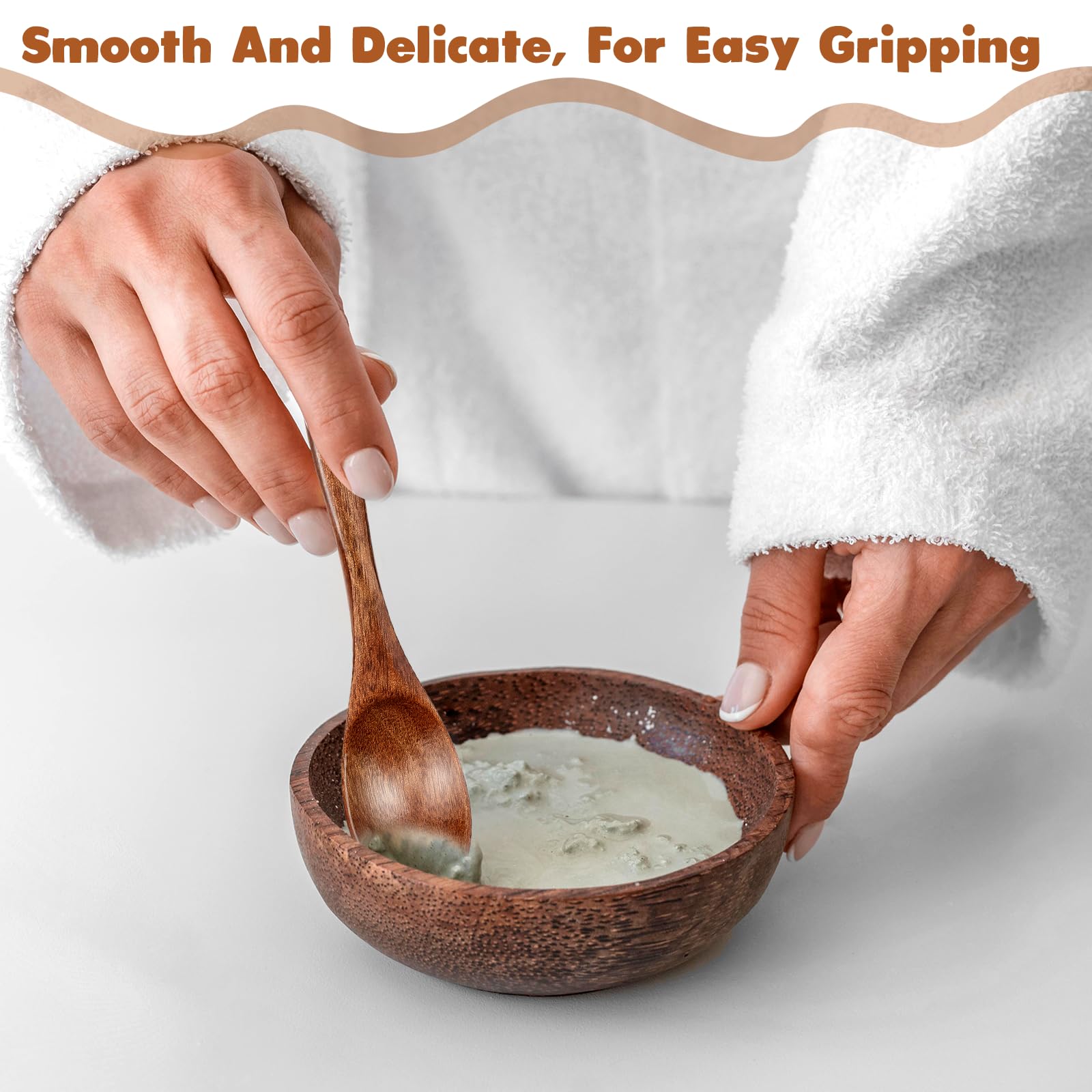 Set 4 Cucchiai Legno Naturali | 15cm Per Miele, Tè E Caffè | Utensili Cucina Eco - Foto 3