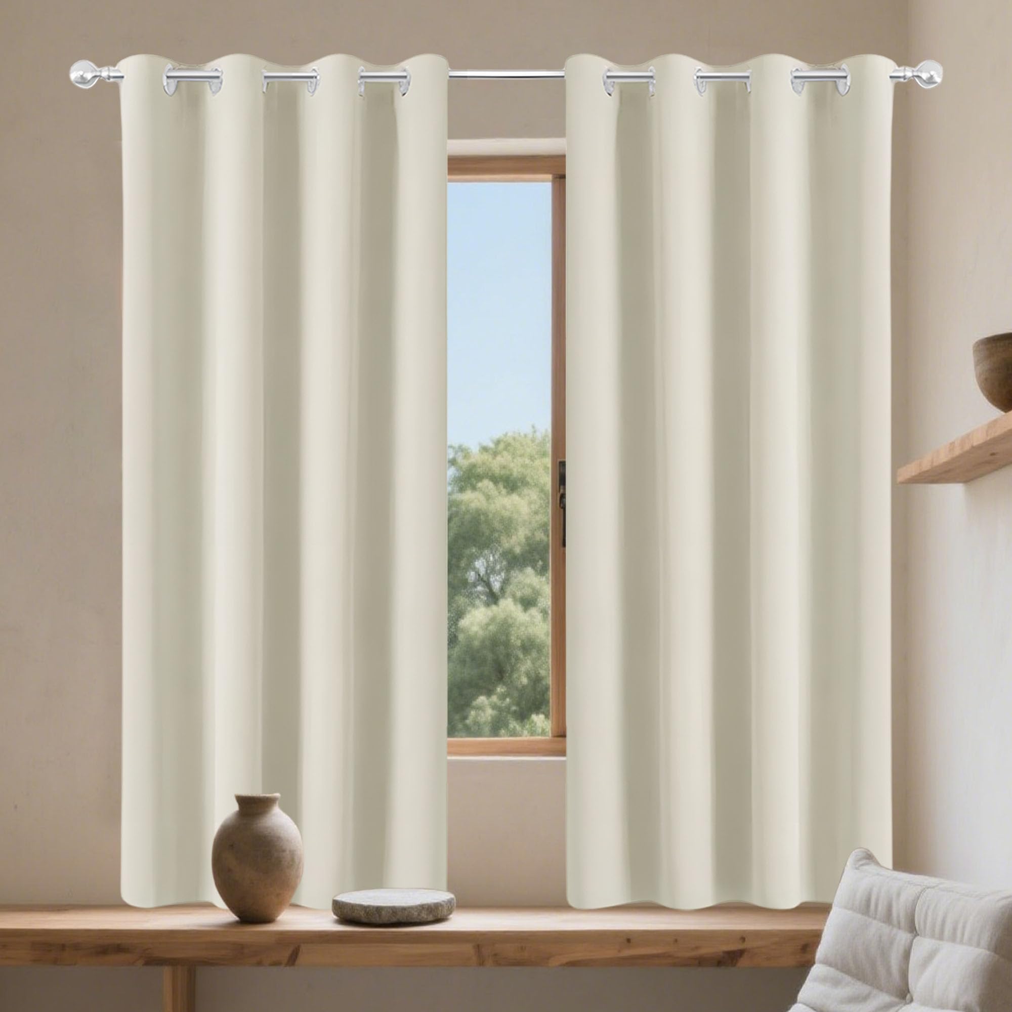 Rideau isolant contre le froid et la chaleur occultant beige 130x172 cm