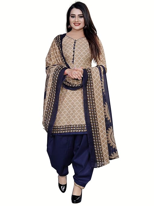Rajnandini Women's Cotton Unstitched Salwar Suit (JOPLPDP1006_Beige