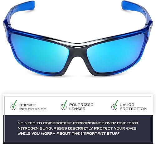 Miniatura 357 de Nitrogen - Gafas de sol deportivas polarizadas envolventes para hombre y mujer, UV400, para conducir, pescar, correr, andar en bicicleta, gafas