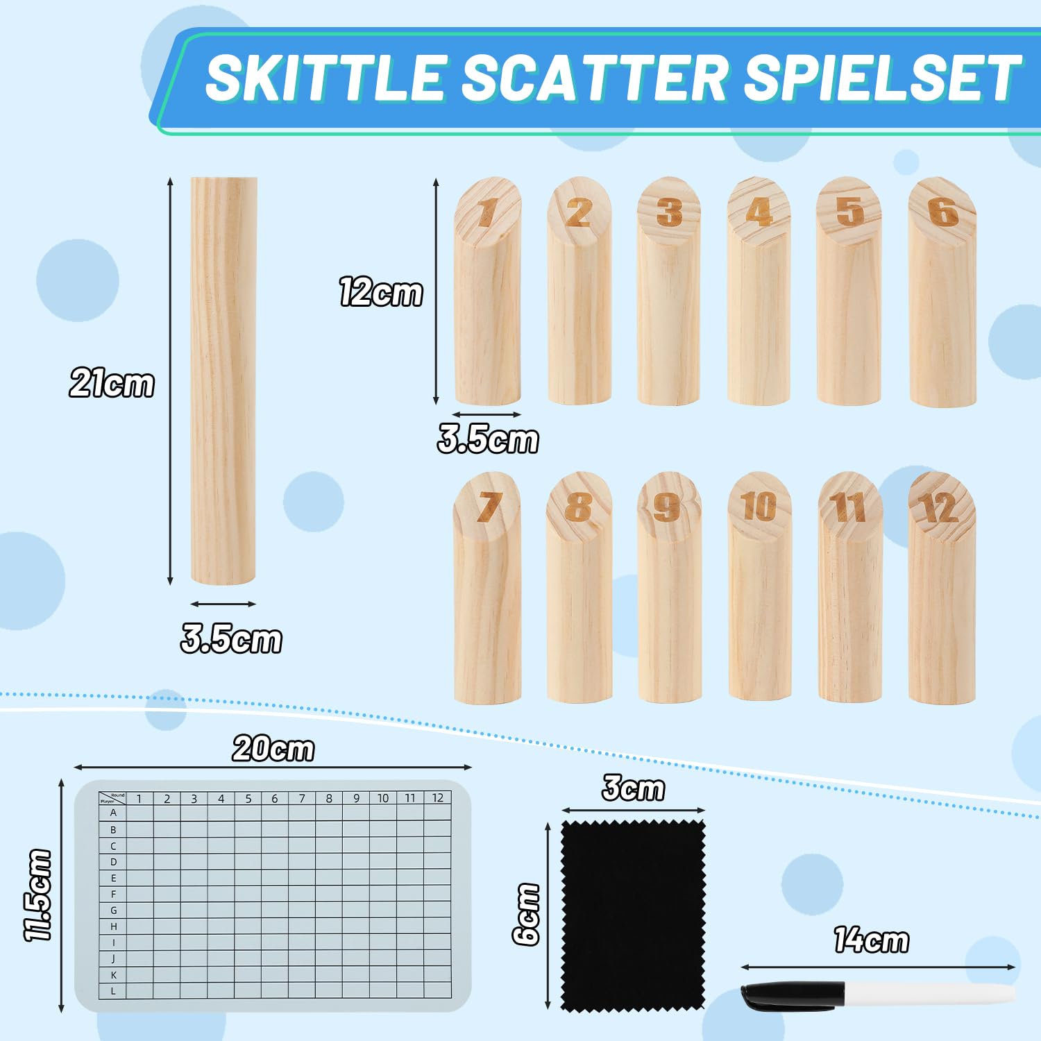 Kubb Wikinger Spiel aus Naturholz – Skandinavisches Wurfspiel für Erwachsene und Kinder – Outdoor-Spiel für Garten, Strand und Park – Inklusive Spielanleitung