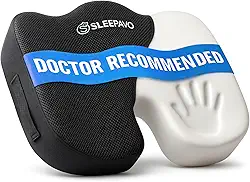 Sleepavo Almofada para cadeira de escritório, almofada de assento para alívio da dor no cóccix, almofada de glúteos para dor no cóccix, dor ciática e dor lombar, almofada ortopédica para cadeira para