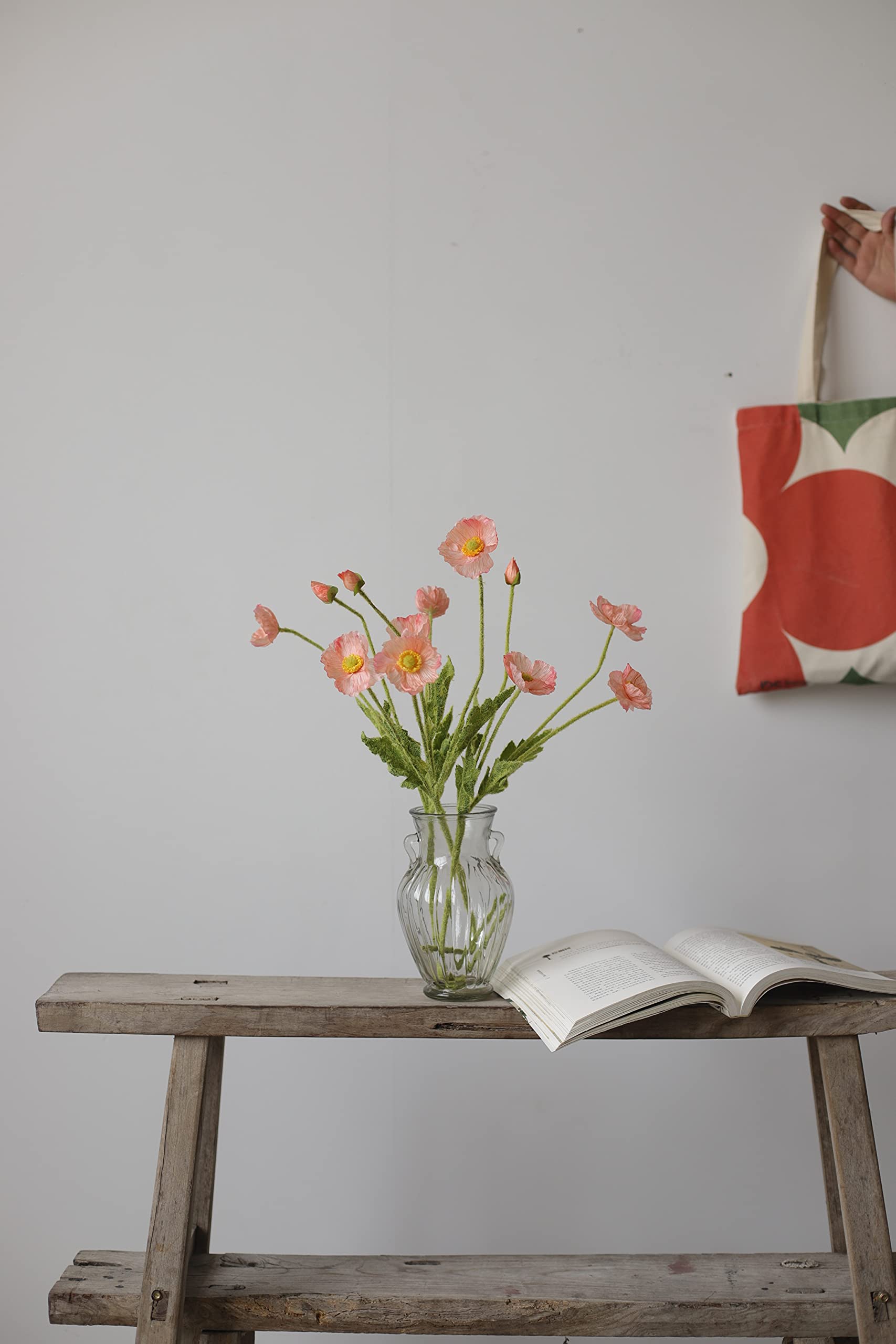 AtHomeYuyue 3pcs Artificial Anthurium Lily Flowers 22" Fake Tropical Flowers for Vase Bouquets Home Office Wedding Decor(Green Pink)