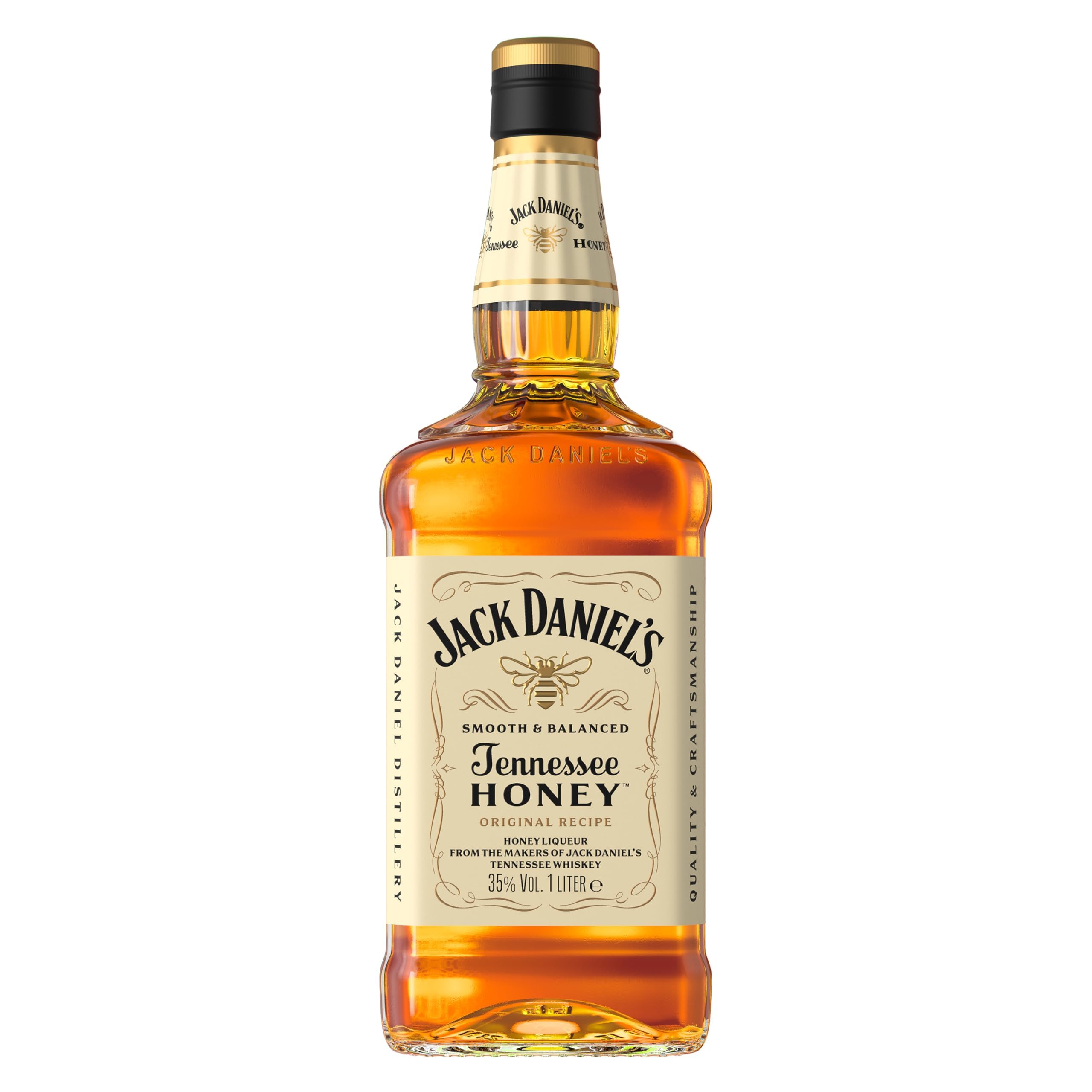 Jack Daniel's Tennessee Honey - Tennessee Whiskey - Echter Honig, mit feinen Noten von Schokolade - 1.0L/35% Vol.