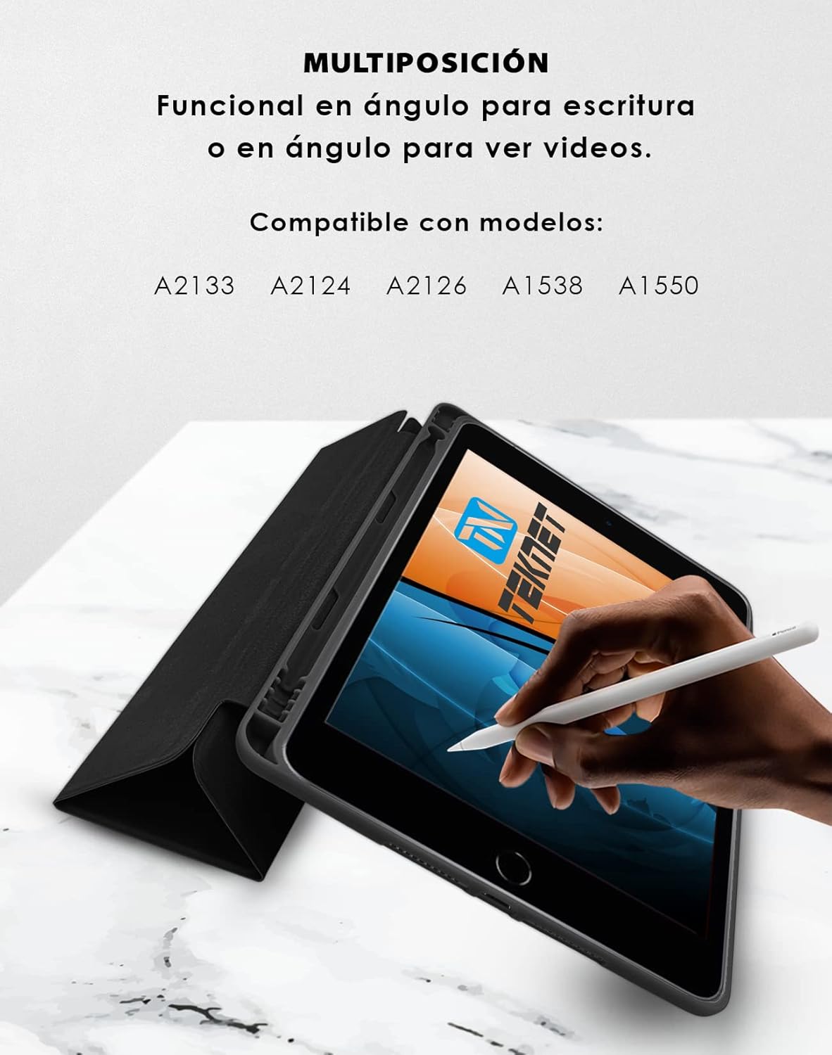 Case for iPad Mini 5th 4th Generation Mini 5 A2133 A2126 Mini 4 A1538 A1550 Lightweight, Soft and Resistant Silicone Pencil Holder (Black)