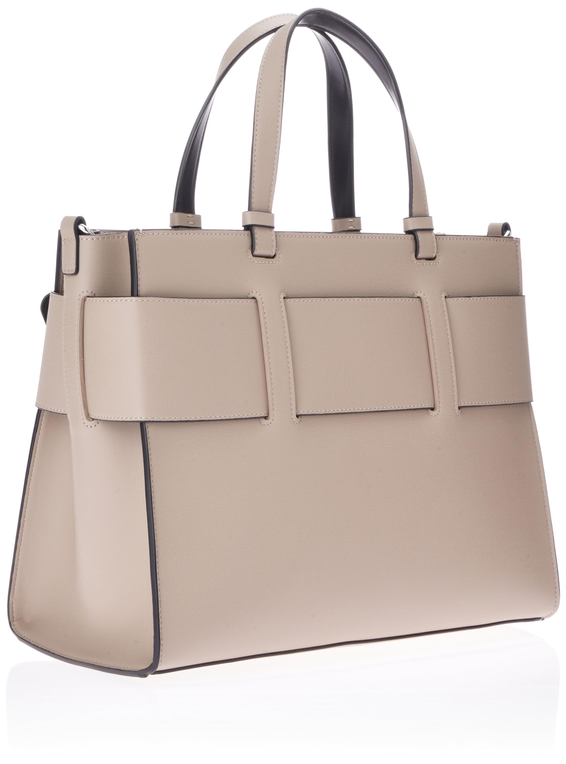 Armani Exchange Susy, Monogram Classic, Metal Logo, Shoulder Strap, Shopping Bag Donna, Sabbia
