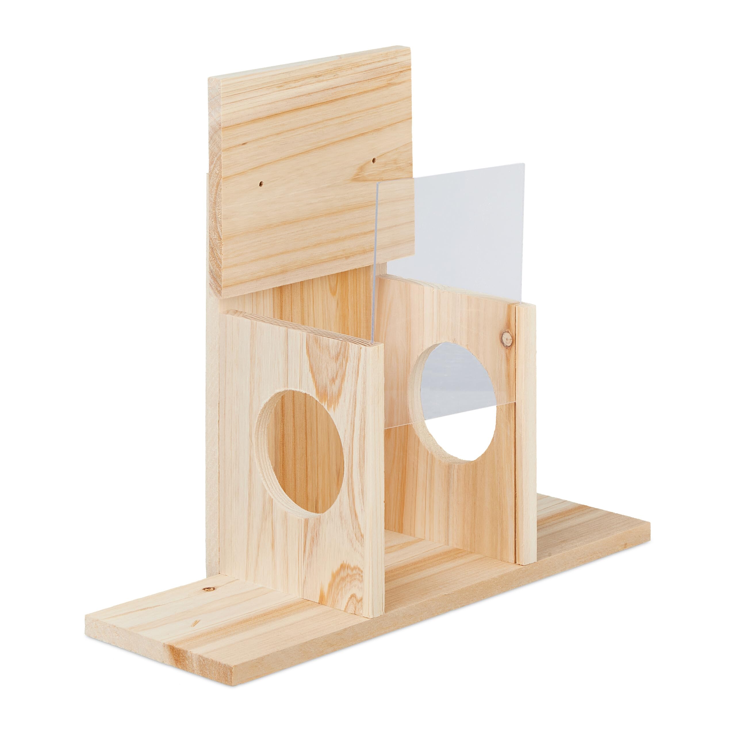 Relaxdays Kit de construcción alimentación Comedero para Ardillas DIY, Casa Alimentadora para Montar, Madera, 2 Entradas y Plataforma, Colgante, Natural, 24 x 35 x 13 cm