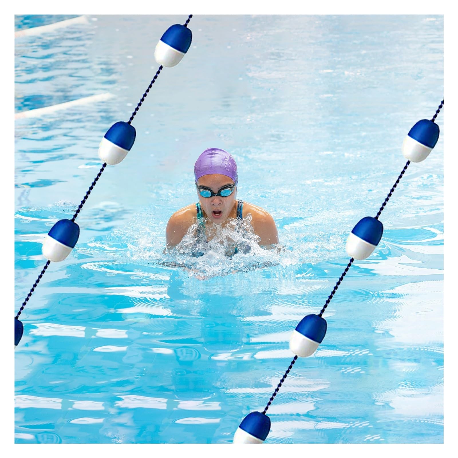 Corde de séparation pour piscine avec ligne de bouée sécurité en nylon de 19,9 m