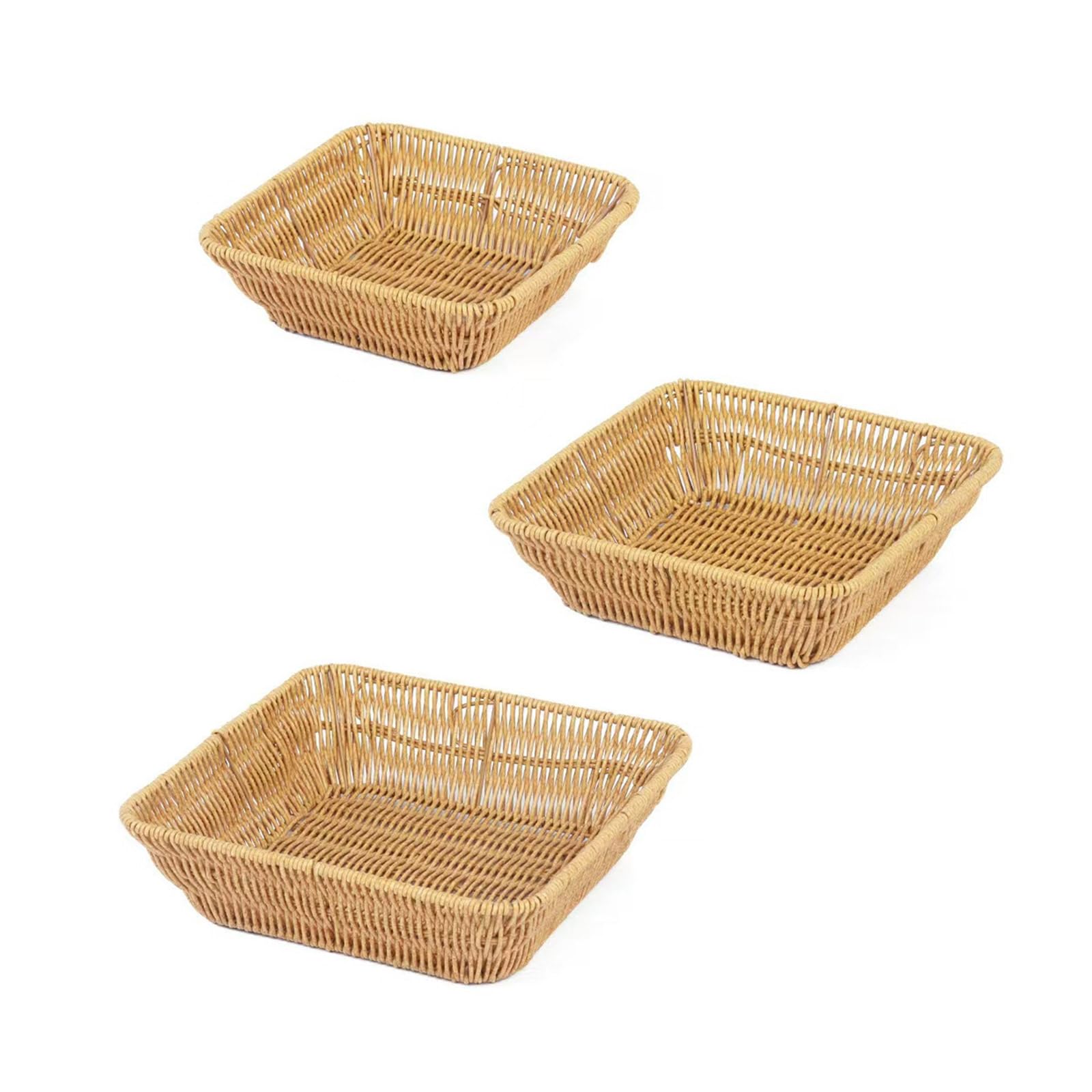 Kalttoy 3pcs Wicker Food Storage Basket Multipurpose Simulated Rattan Treat Basket for Snacks and Tabletop Arrangement Woven Snacks Tray