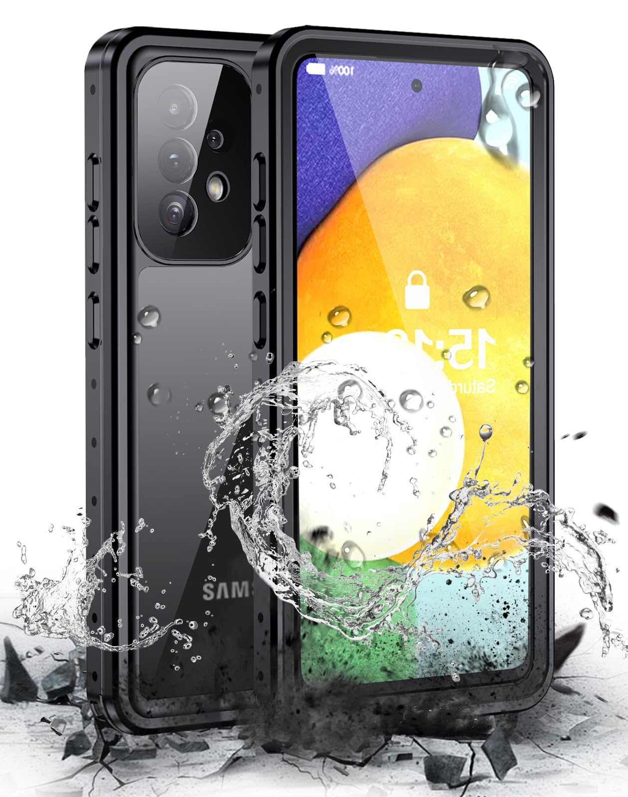 Hualele Galaxy A53 5G Case Waterproof, Built in Lens & Screen Protector Rugged Full Body Heavy Duty Protective Shockproof IP68 Underwater Case for