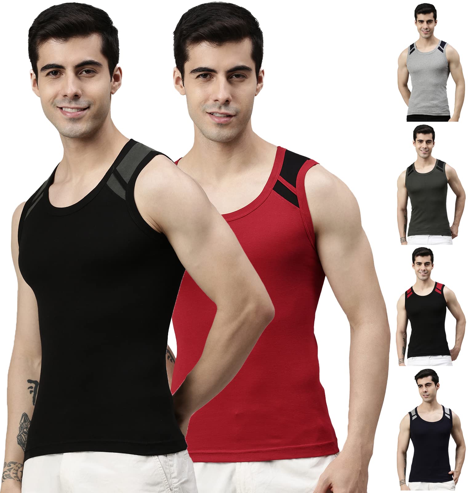 lux cozi Men's Cotton Solid Regular Fit Vest-picture-37