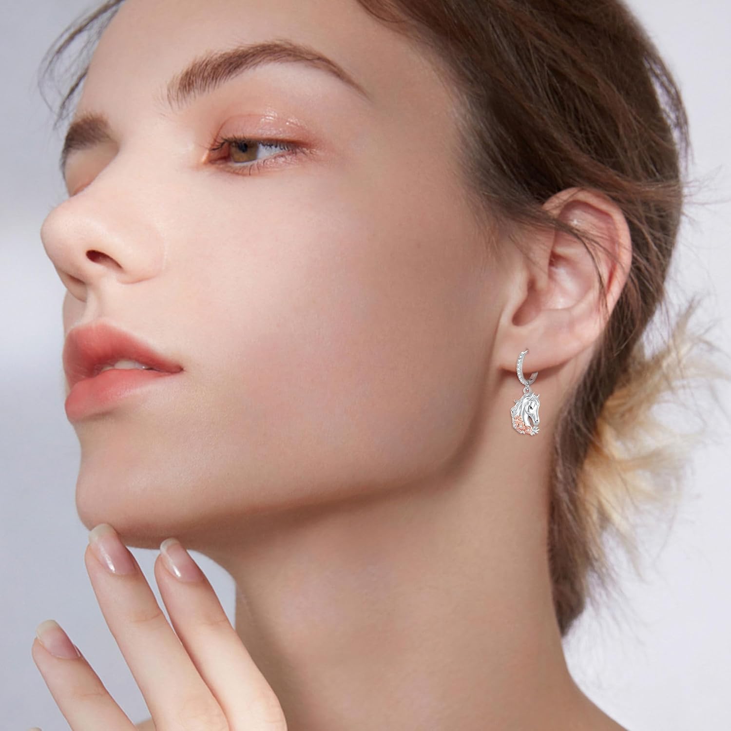 Horse Earrings 925 Sterling Silver Beautiful Flower And Horse Dangle Earrings Horse Jewelry Presents For Women Teen