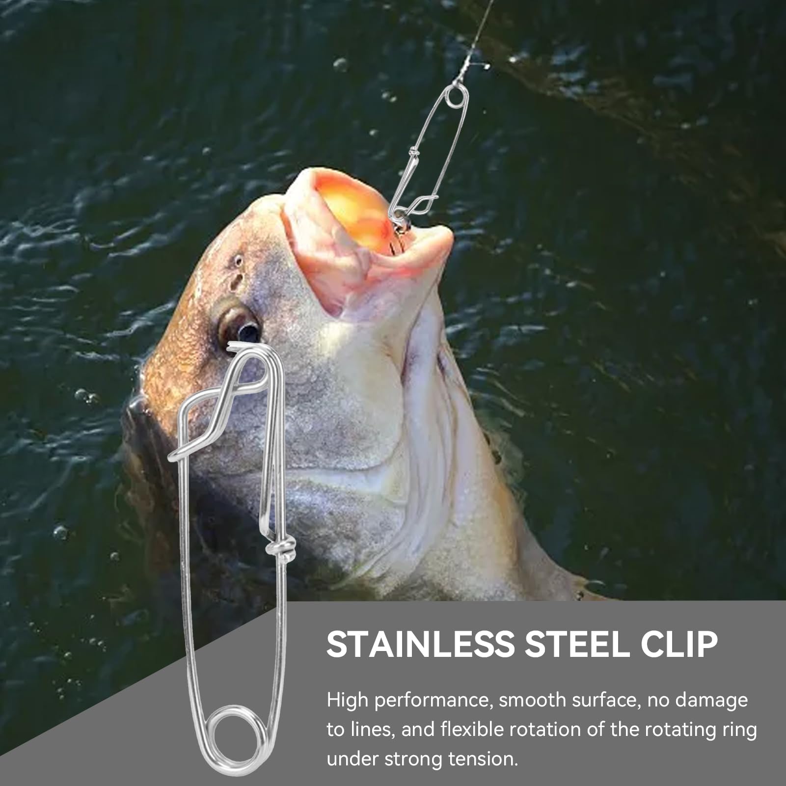 10pcs Fishing Clips, Stainless Steel Long line Fishing Snaps, Floatline Tuna Decoy Clips Branch Hanger Snap Hook Terminal Tackle Baits Clip Swivel Line Connector, Easy On/Off : Sports & Outdoors