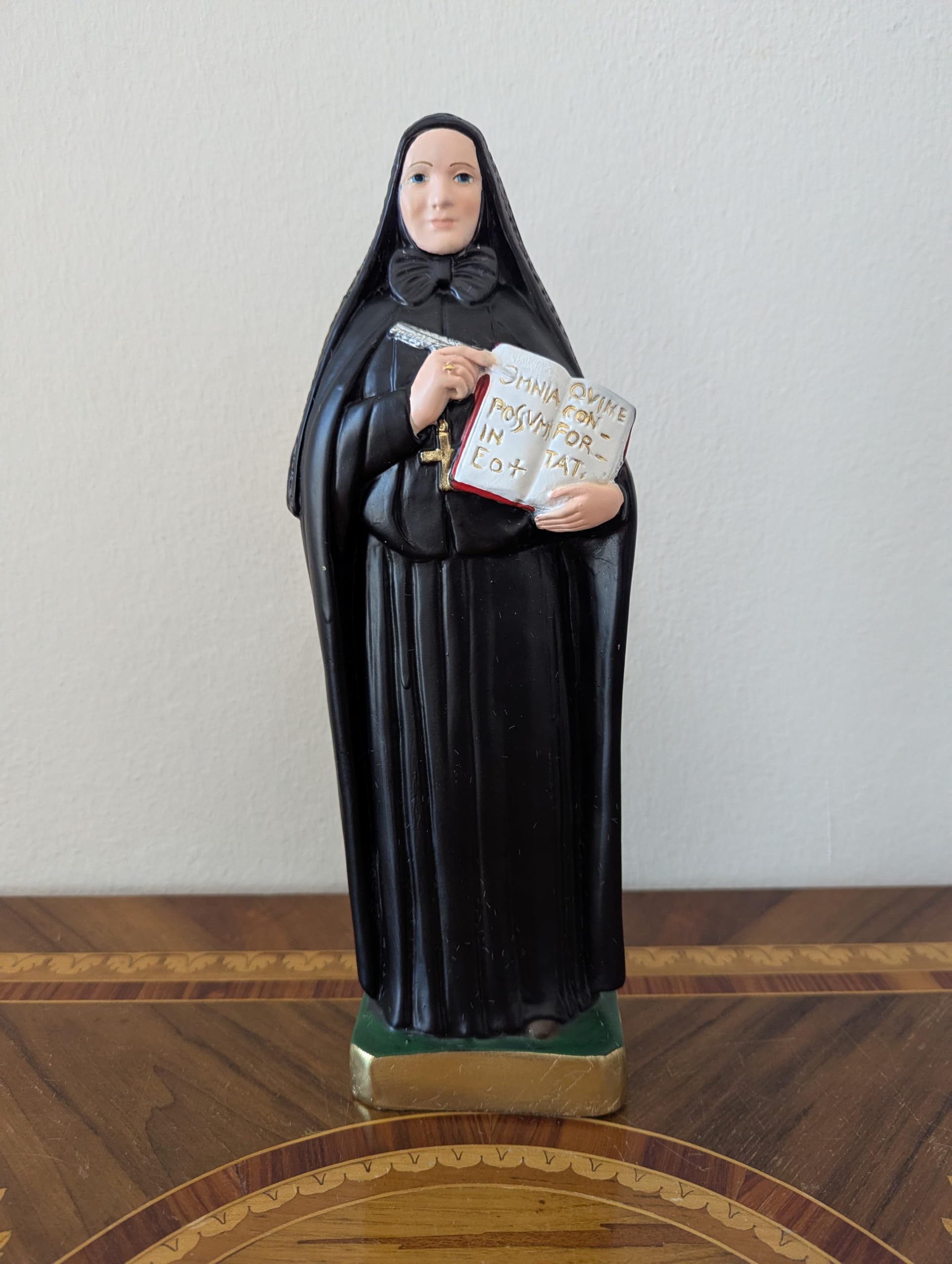 OVUNQUE PROTEGGIMI Figurka Santa Francesca Cabrini z gipsu, 30 cm, religijna dekoracja wnętrz