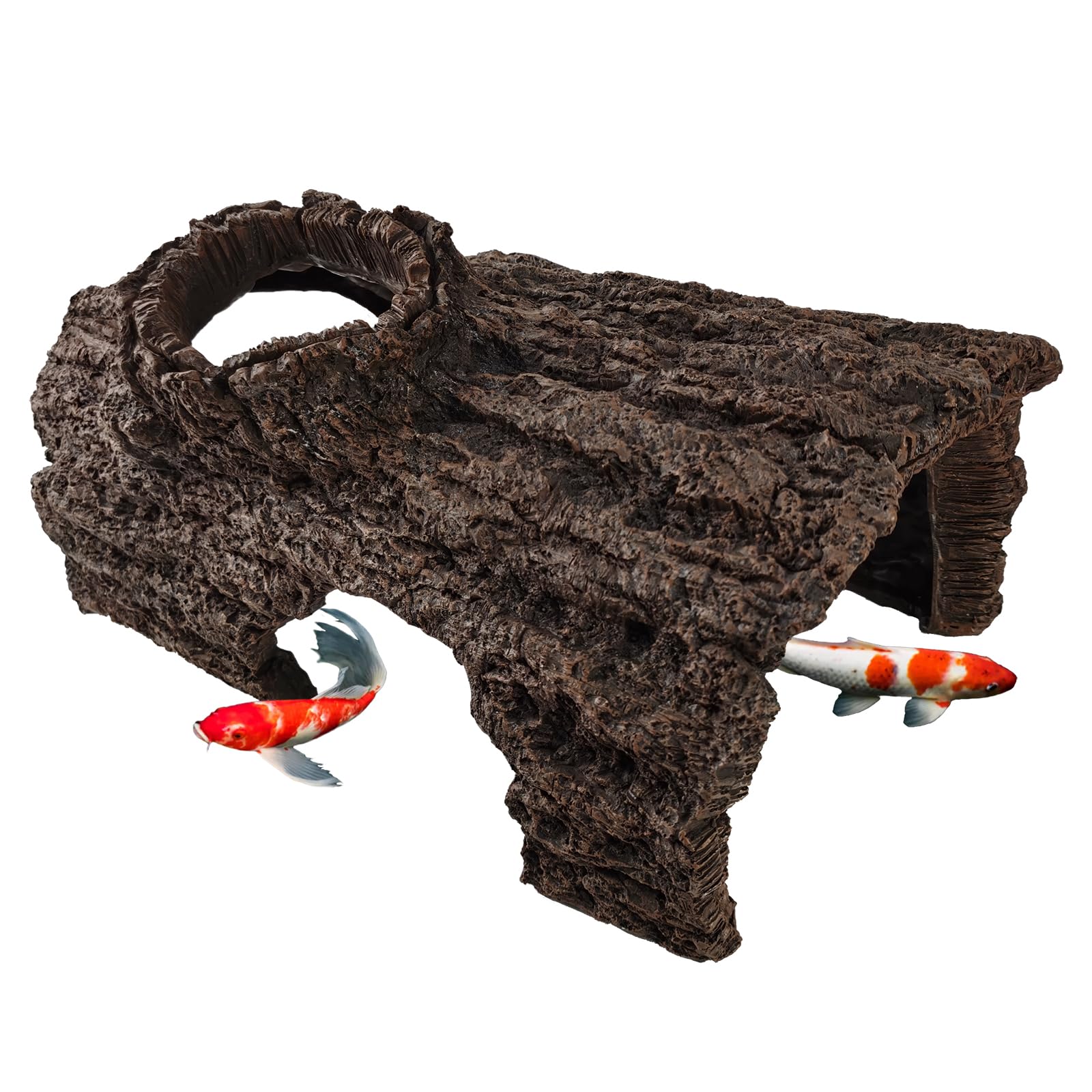 Large Simulated Tree Trunks for Pond Decoration, Koi Hiding & Playing, Resin Branch Fish Cave (XXL, 19.7" x 12.6" x 9.5")