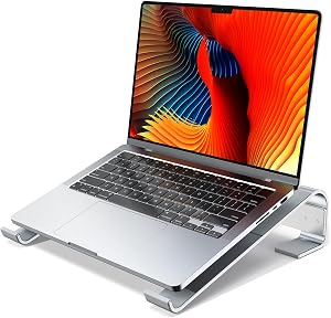 MOKURU Laptop Stand for Desk, Aluminum Laptop Riser, Ergonomic Computer Stand for Laptop, Laptop Cooling Stand Compatible with for MacBook Pro/Air, Dell, HP, Lenovo, 10-17.3''