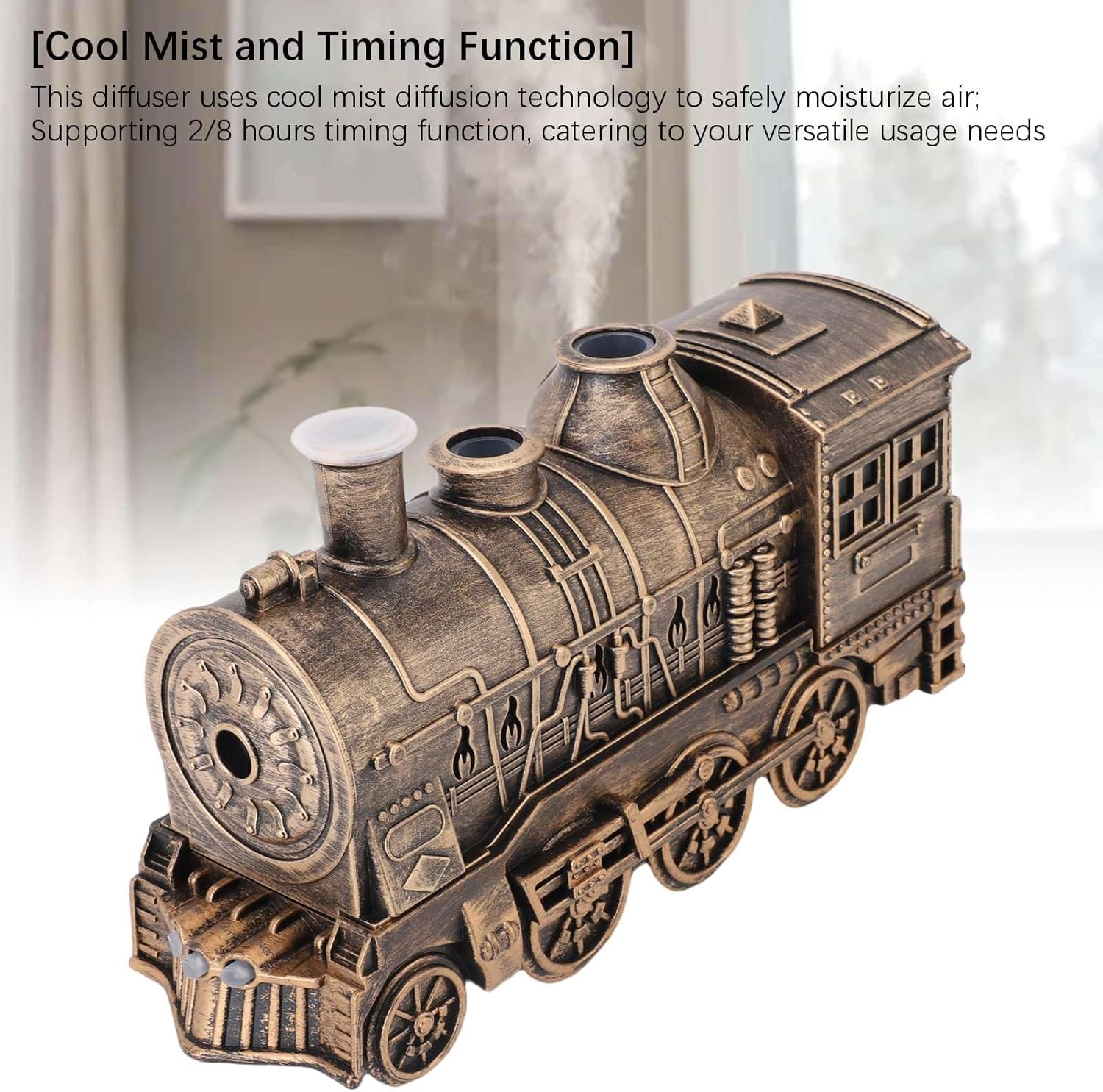 AUNMAS Train Shape Humidifier with 2 Mist Outlets, 300ml Capacity, Fragrance Cool Mist Diffuser for Home Office Desktop Gifts