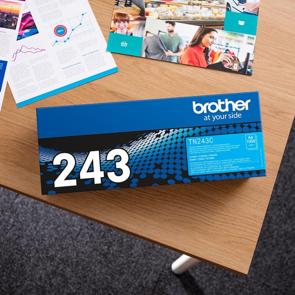 Brother TN-243C Tonerkassette (für Brother DCP-L3510CDW, DCP-L3550CDW, HL-L3210CW, HL-L3230CDW, HL-L3270CDW, MFC-L3710CW, MFC-L3730CDN, MFC-L3750CDW und MFC-L3770CDW) cyan, Standard