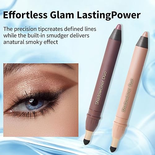 Mitlume Perfect Color Duo-Shadow Liner 2-In-1 Eyeliner & Eyeshadow, Shadow Liner Duo Plum, 24HLong-Lasting, Smudge-Proof Wear EyeShadowStick Makeup, Silky Smooth, Smokey Eye In Two Minutes (Champagne)(Purple)