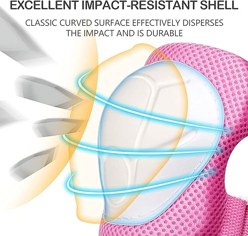 Miniatura 4 de Juego de casco para niños, rodilleras para niños, rodilleras, coderas, muñequeras con casco, conjunto de equipo de protección ajustable para niñas,