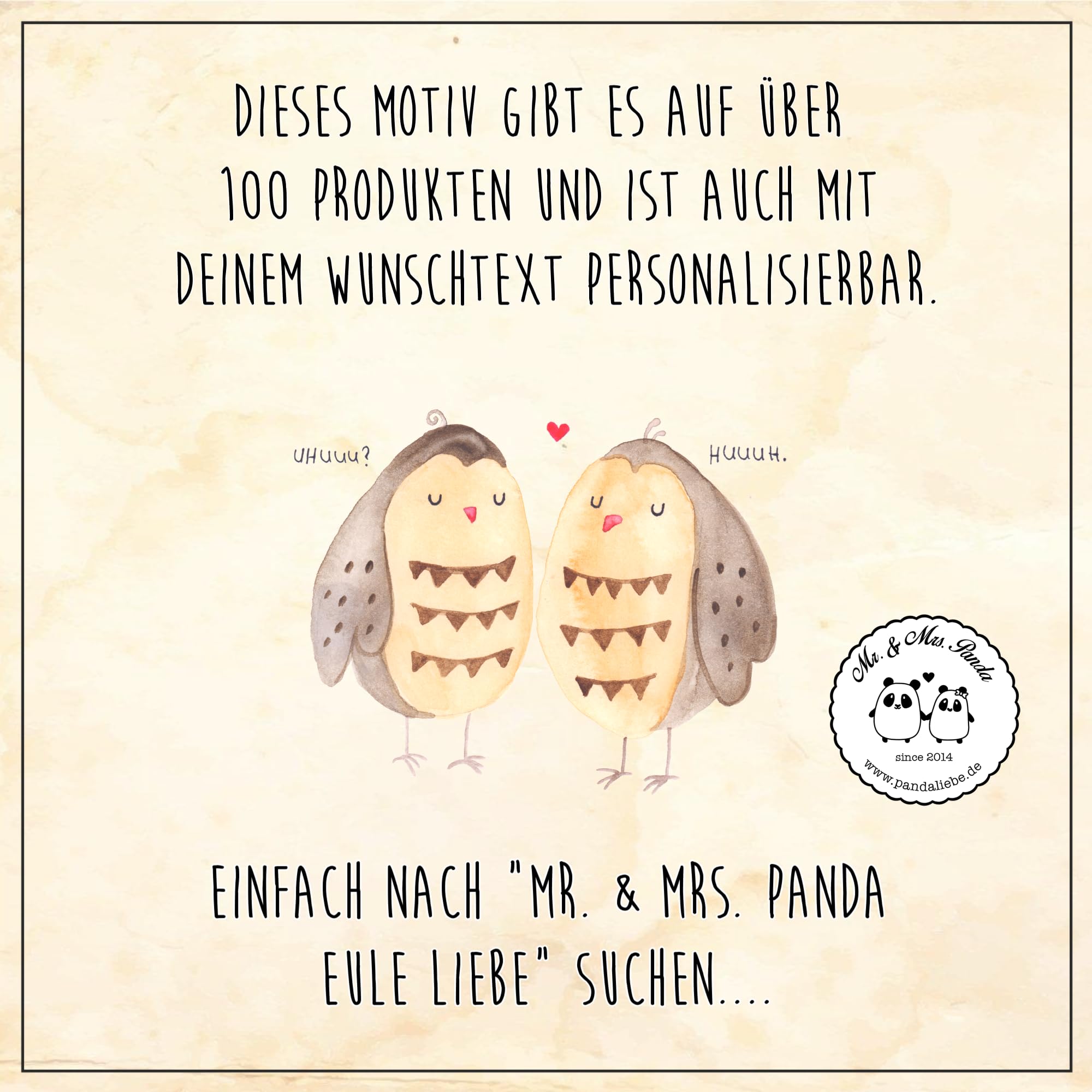 Mr. & Mrs. Panda Personalisierte Fussmatte Eulen Liebe 40 x 60 cm - Geschenke, Freundin Geschenk, mit Namen, Eule, Fußmatte Name, personalisierbar, Fußabtreter personalisiert, Pärchen, Freund